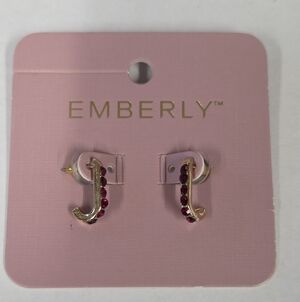 Emberly Goldtone Red Stone Earrings